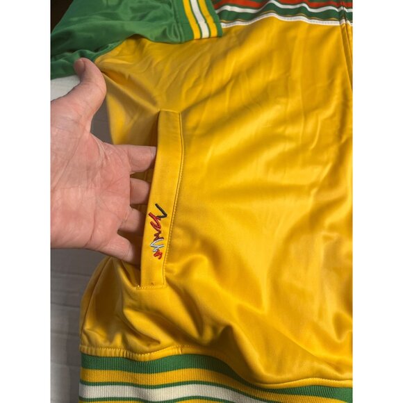 Vintage Coogi Mens 5XL Track Jacket Green & Yellow Striped Full-Zip retro - Picture 7 of 16